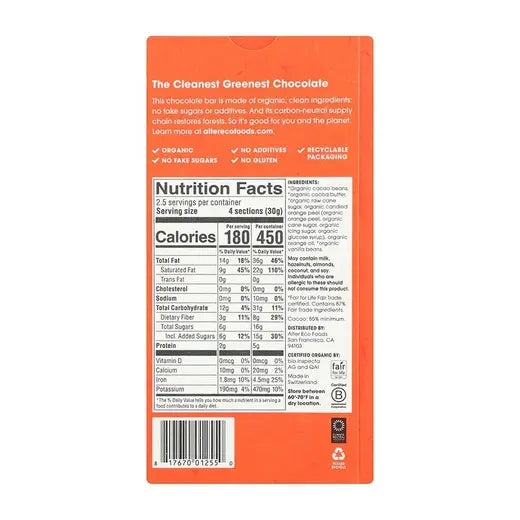 Alter Eco Organic Orange Blackout Dark Chocolate Bar – 2.65 oz