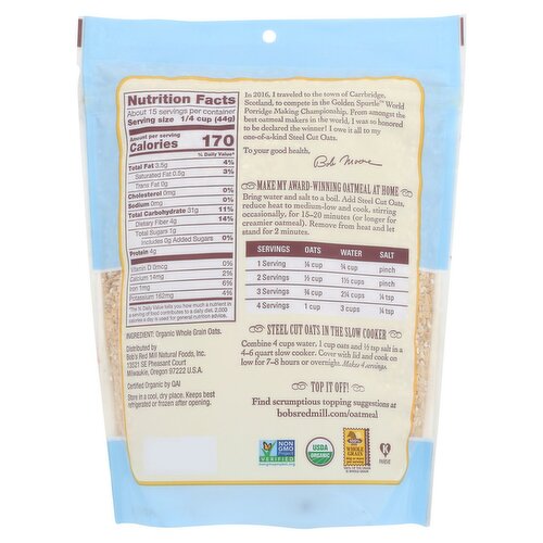 Bob’s Red Mill Organic Steel Cut Oats – 24 oz