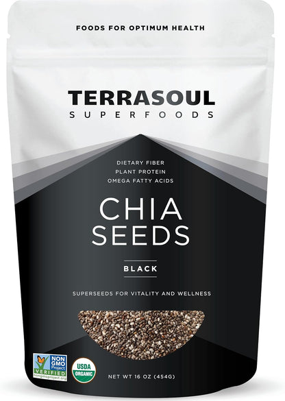 Terrasoul Superfoods Organic Black Chia Seeds – 16 oz
