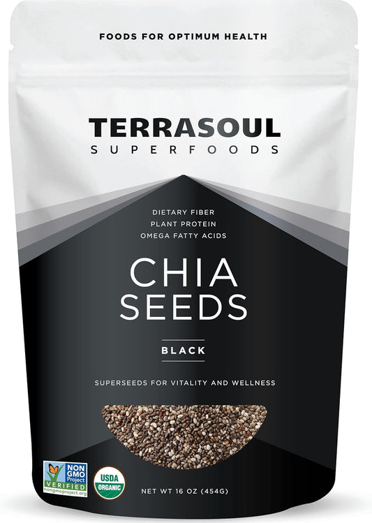 Terrasoul Superfoods Organic Black Chia Seeds – 16 oz