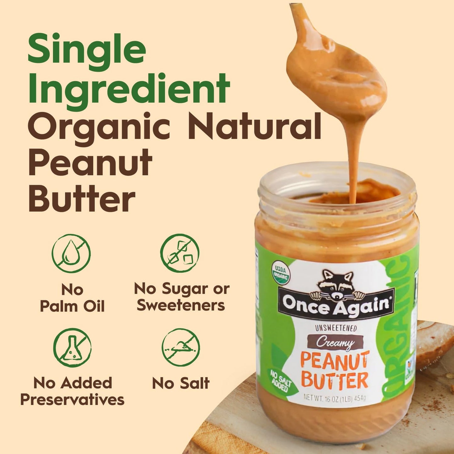 Once Again Natural Creamy Peanut Butter – 16 oz