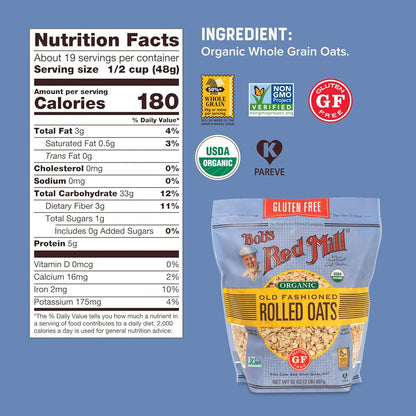 Bob’s Red Mill Organic Old Fashioned Rolled Oats – 32 oz