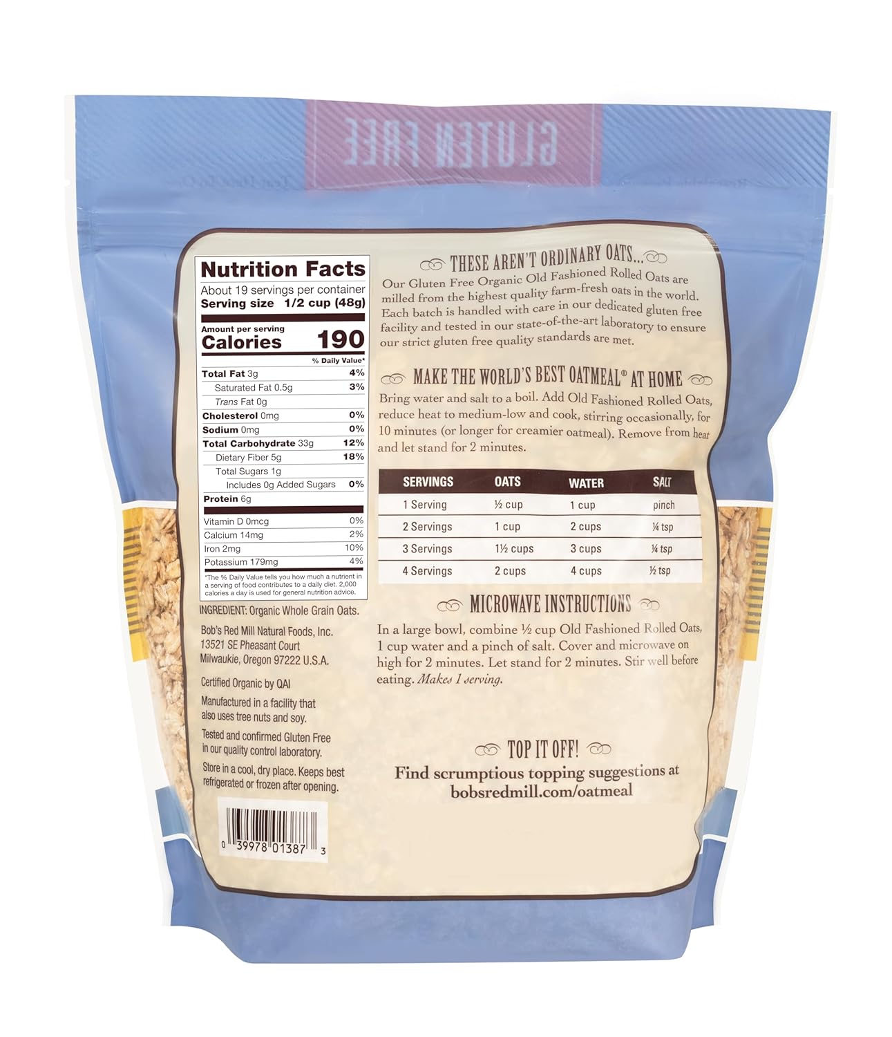 Bob’s Red Mill Organic Old Fashioned Rolled Oats – 32 oz