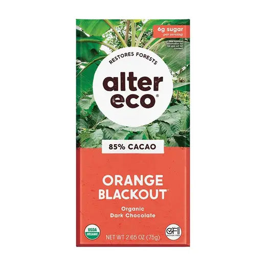 Alter Eco Organic Orange Blackout Dark Chocolate Bar – 2.65 oz